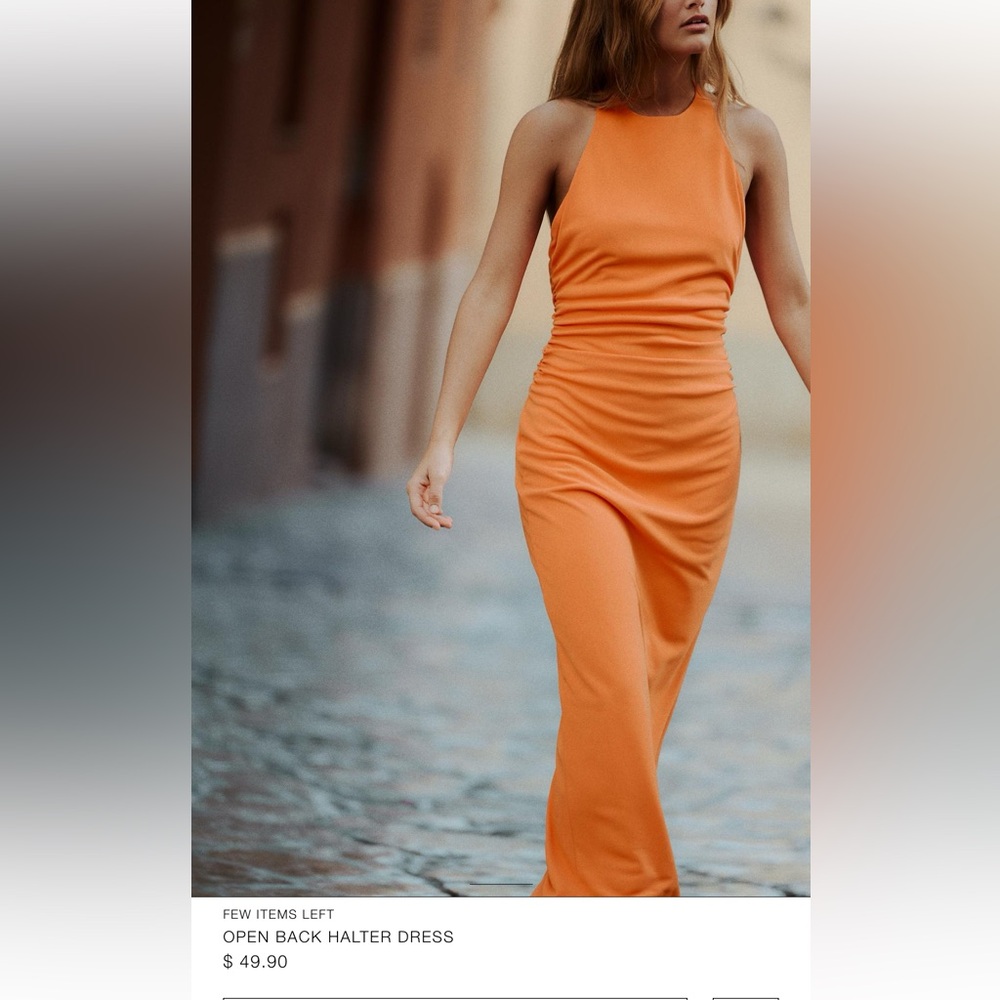 Zara orange midi dress
